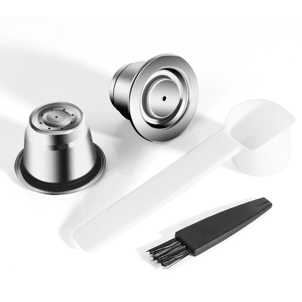 Reusable Coffee Capsule for Nespresso Stainless Steel Espresso Cups Refillable Coffee Pods Capsule with Tamper Dosing Ring