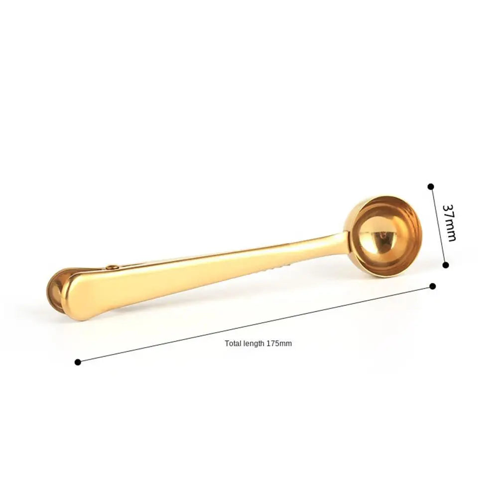 2-In-1 Coffee Scoop Stainless Steel Coffee Powder Measuring Scoop with Sealing Clip Tea Milk Powder Scoop Coffee Accessories