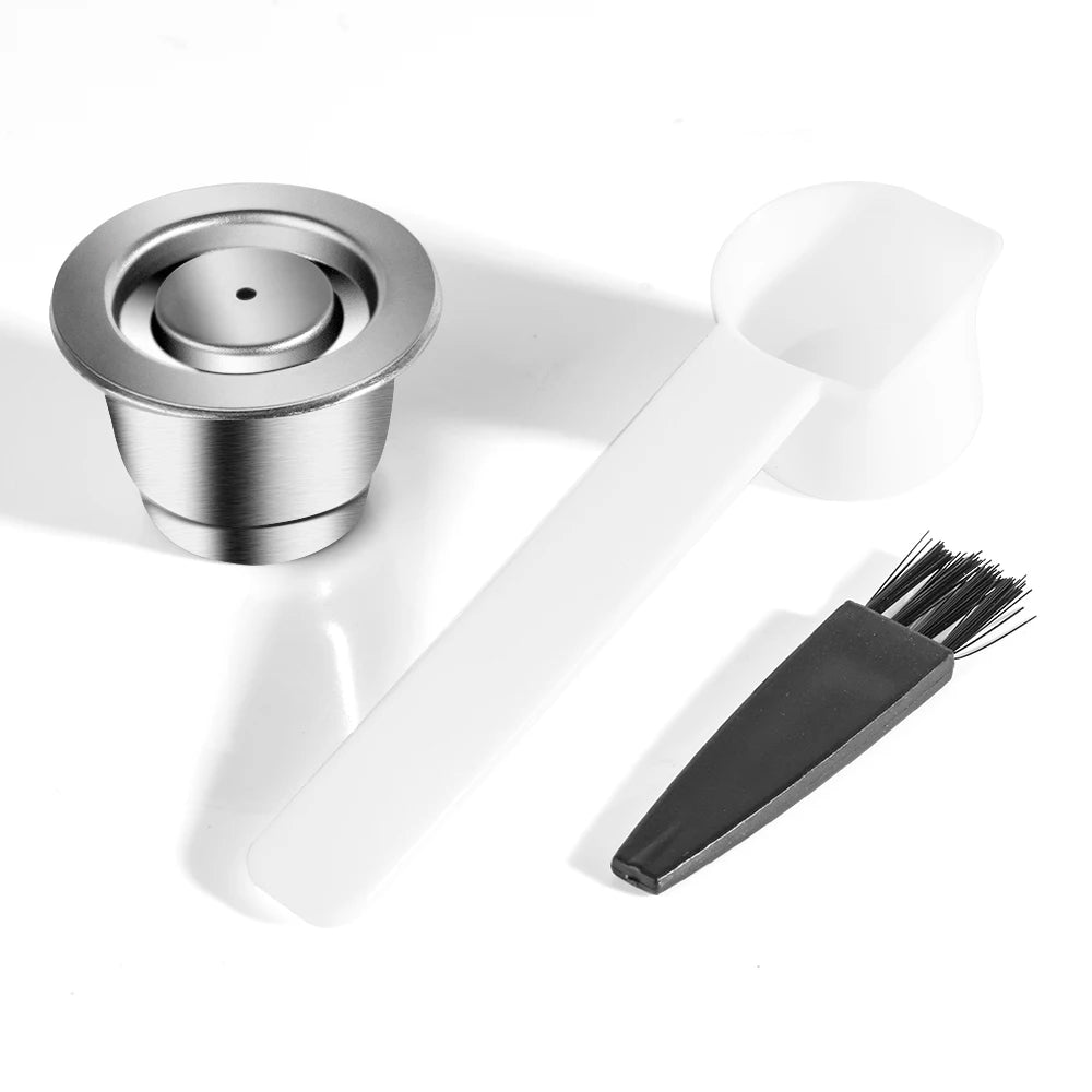 Reusable Coffee Capsule for Nespresso Stainless Steel Espresso Cups Refillable Coffee Pods Capsule with Tamper Dosing Ring