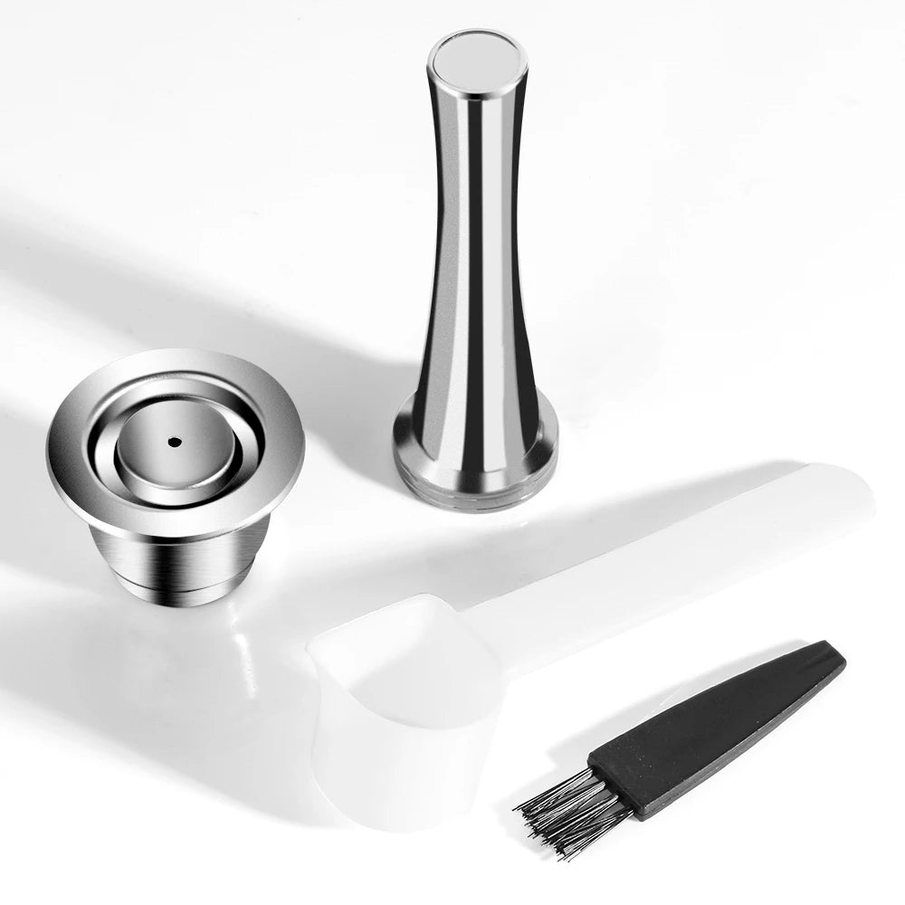 Reusable Coffee Capsule for Nespresso Stainless Steel Espresso Cups Refillable Coffee Pods Capsule with Tamper Dosing Ring