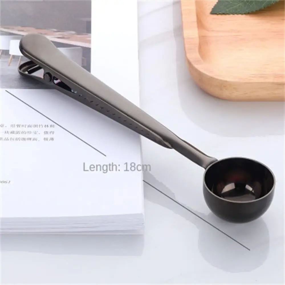 2-In-1 Coffee Scoop Stainless Steel Coffee Powder Measuring Scoop with Sealing Clip Tea Milk Powder Scoop Coffee Accessories